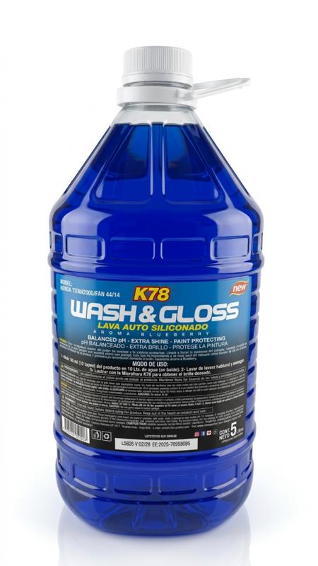 WASH & GLOSS-LAVA AUTOS SILIC.AROMATIZADO 5 LTS K78